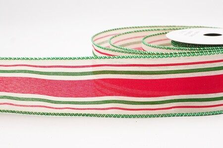 Cream/Apple green  Classic Multi-Color Vertical Stripe Ribbon_KW0447GC-2-49